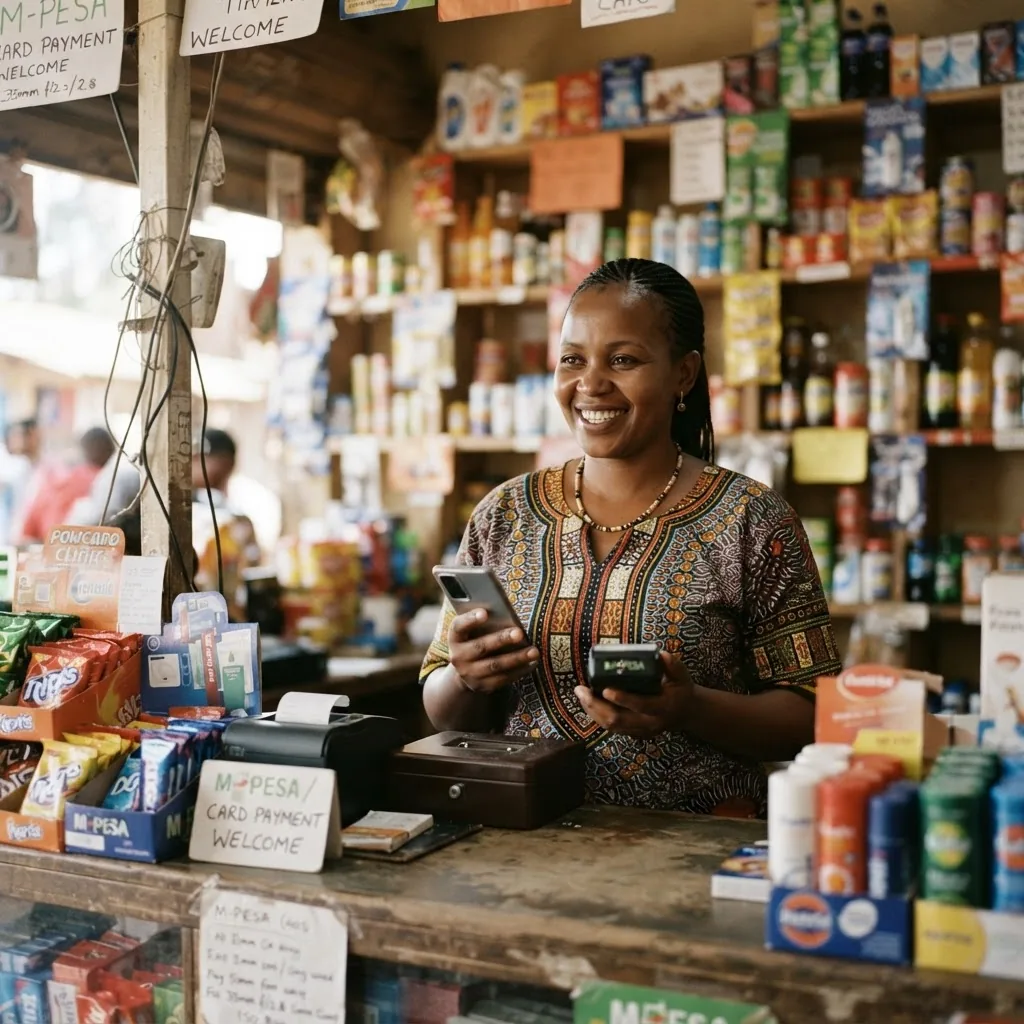 A Swift seller serving a customer from their shop